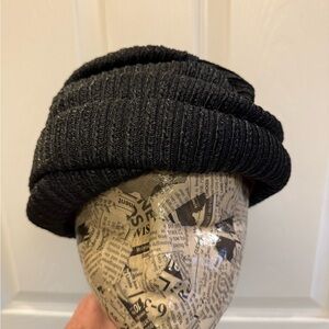 Vintage Christian Dior Black Ribbed Beanie Hat